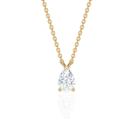 diamond pear necklace​ in yellow gold