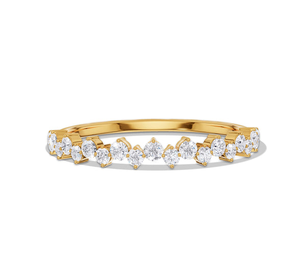 Zig Zag Round Diamond Stackable Ring