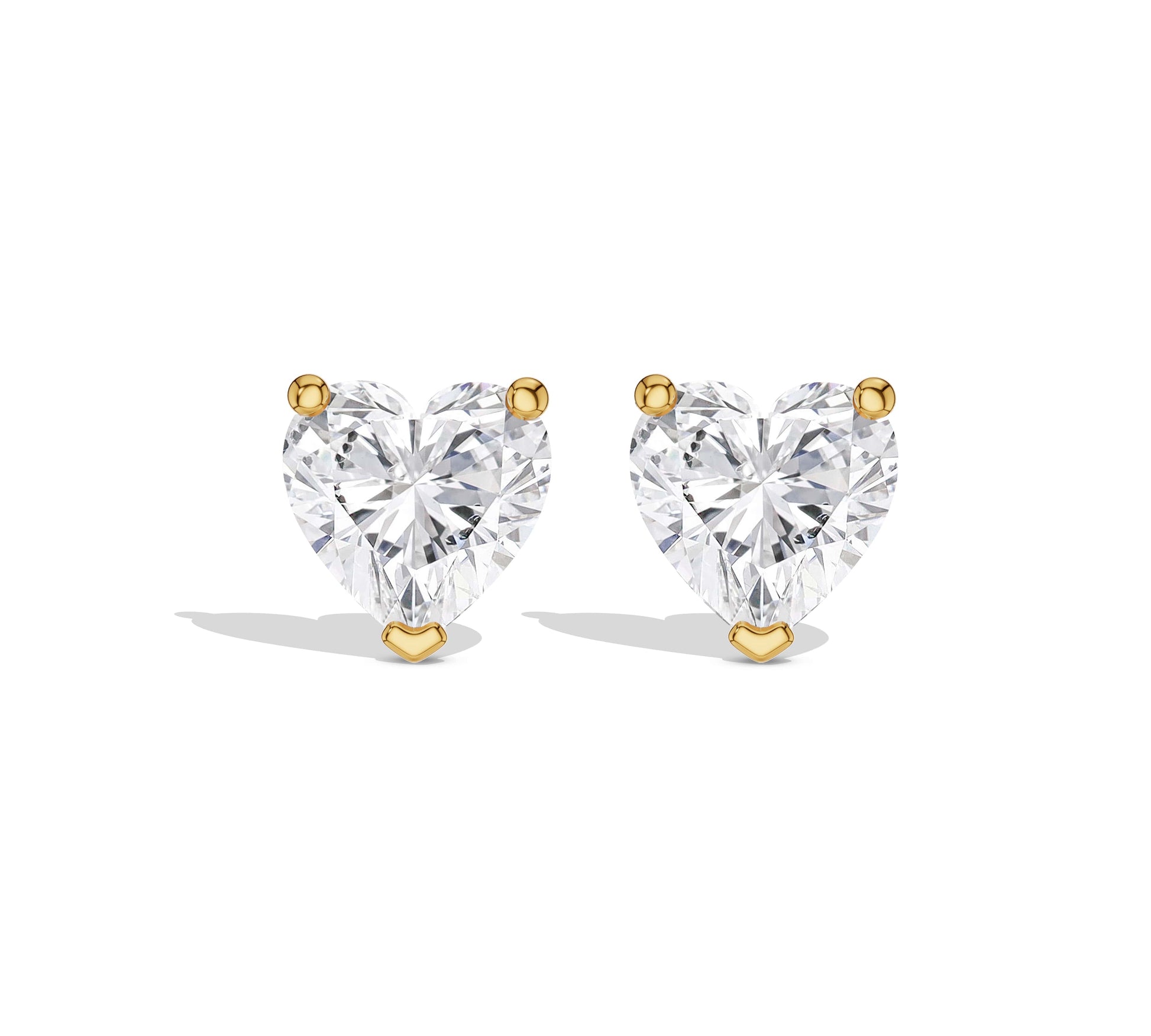 diamond heart earrings yellow gold