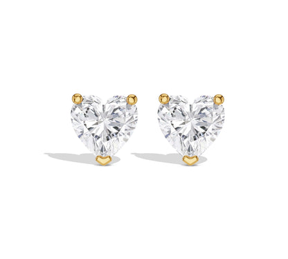 diamond heart earrings yellow gold