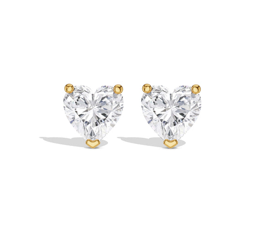 diamond heart earrings yellow gold
