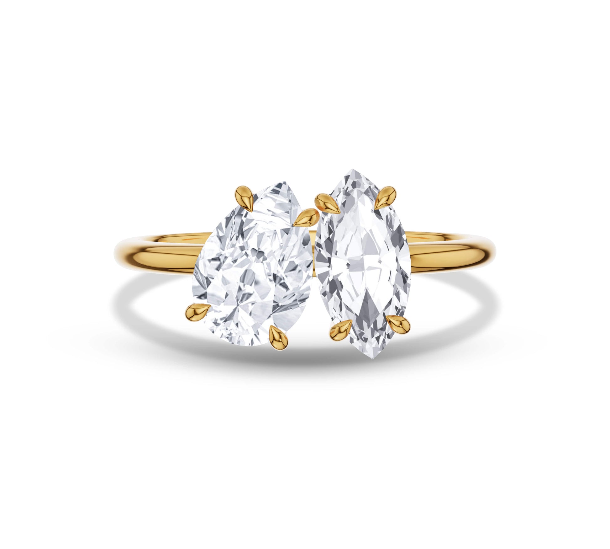 Luxury white gold pave ring with elongated diamonds