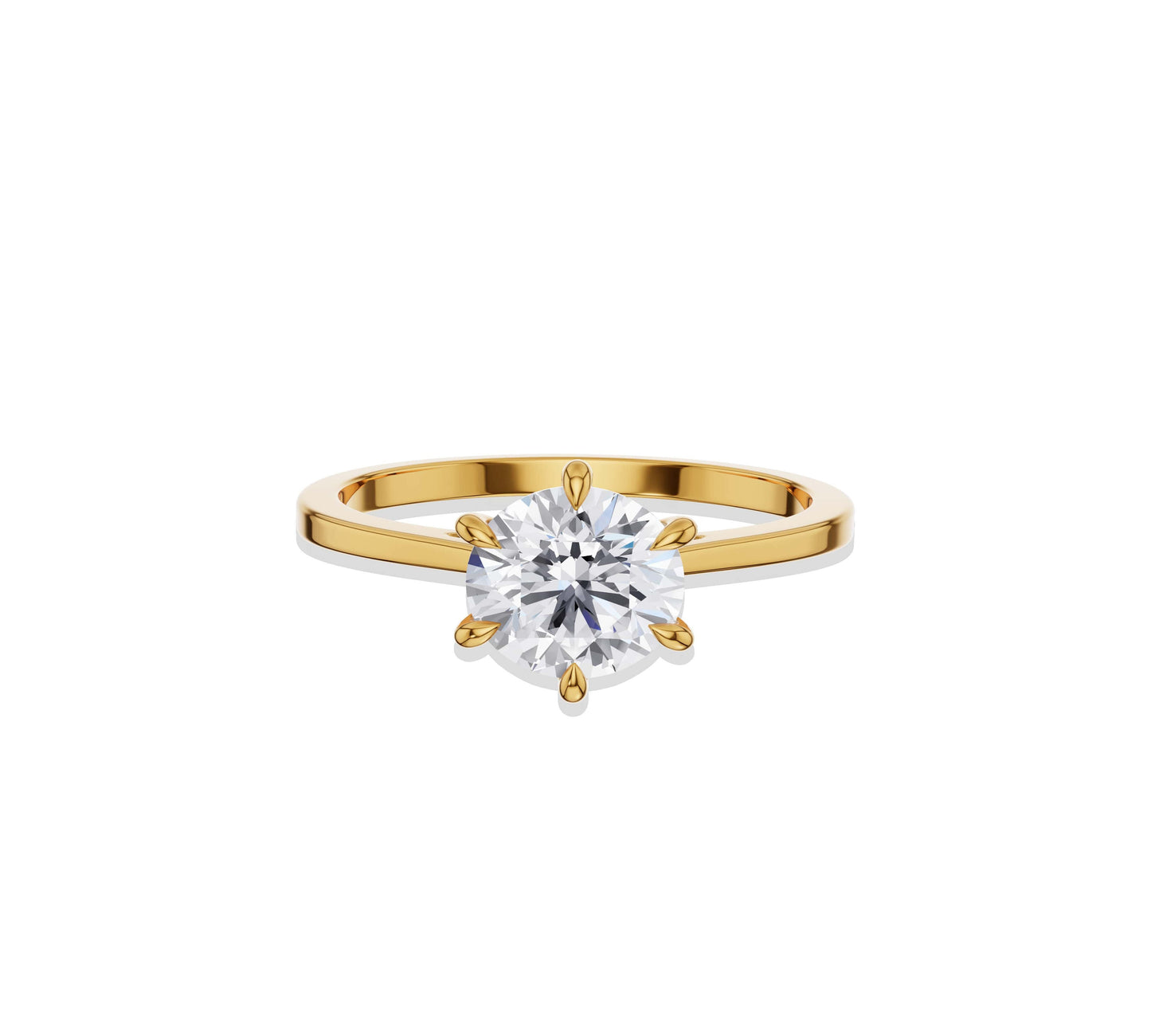 Yellow gold six prong solitaire engagement ring