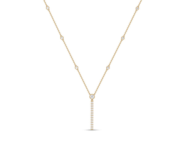 14k Yellow Gold Bezel Set Diamond Necklace