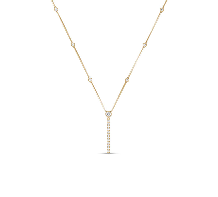 14k Yellow Gold Bezel Set Diamond Necklace