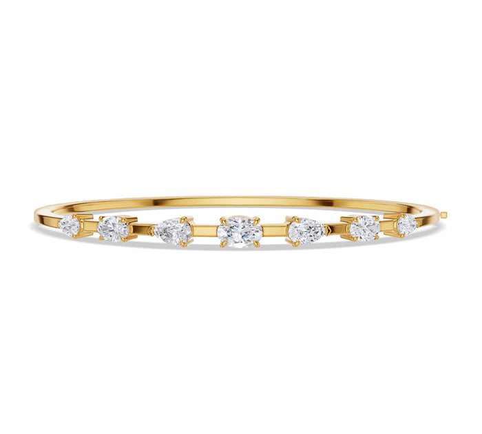Oval and Pear Cut Diamond Bangle Bracelet