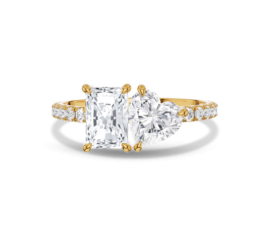 Radiant and heart diamond duo ring