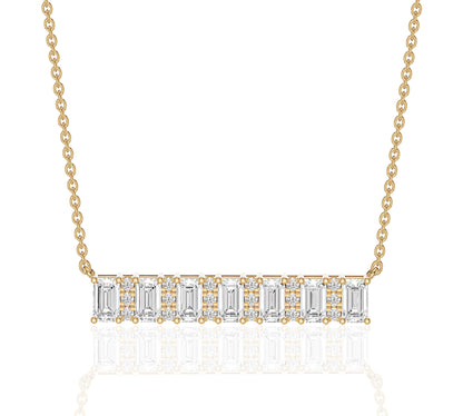 Modern bar necklace with emerald-cut diamonds