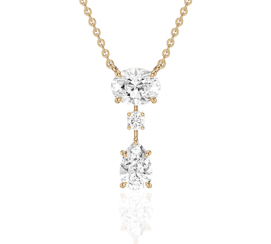 Vertical diamond drop pendant necklace