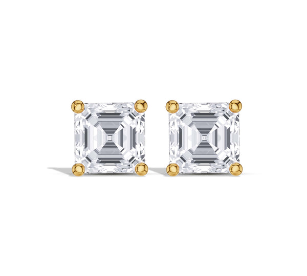 Asscher Cut Solitaire Diamond Studs Earrings