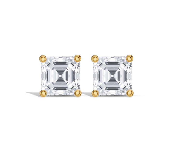 Asscher Cut Solitaire Diamond Studs Earrings