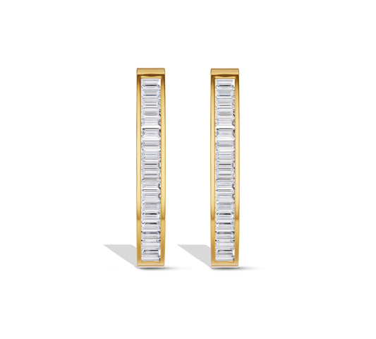 baguette diamond hoop earrings