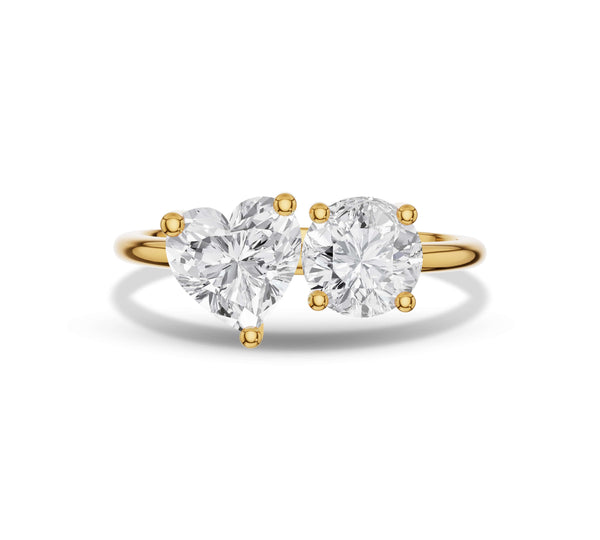 Heart and Round Toi et Moi Engagement Ring