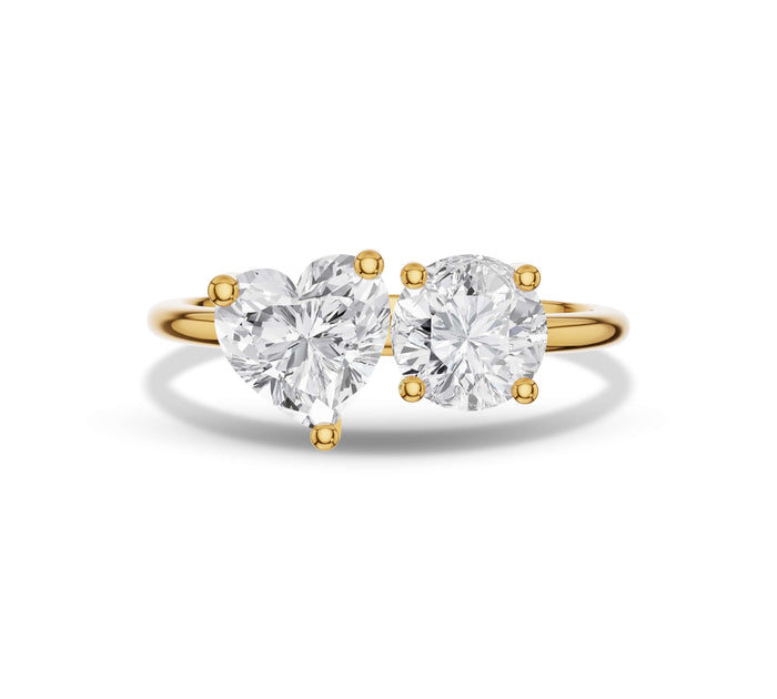 Heart and Round Toi et Moi Engagement Ring