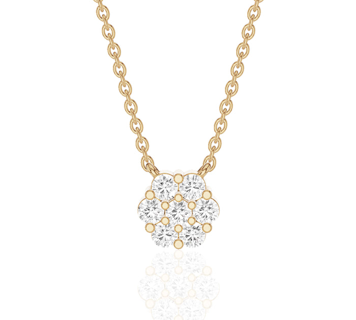 Floral Cluster Diamond Pendant Necklace