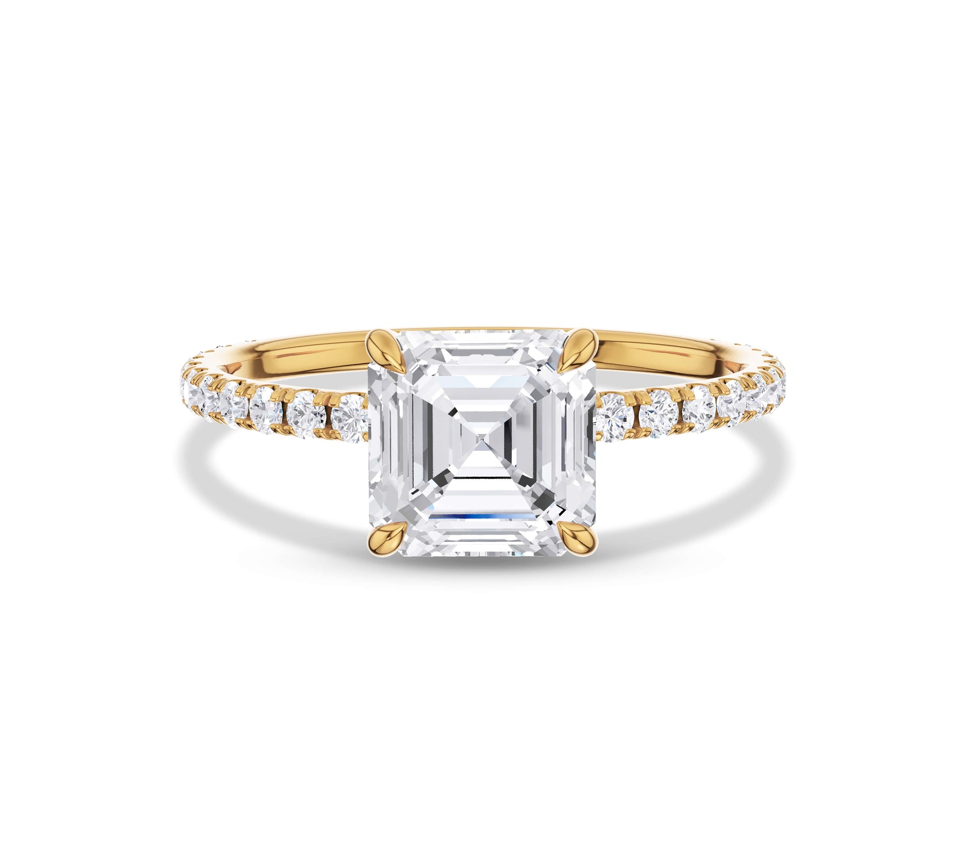 Elegant Ascher cut pave diamond ring