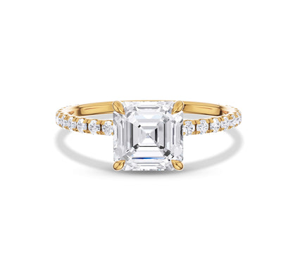 Elegant Ascher cut pave diamond ring