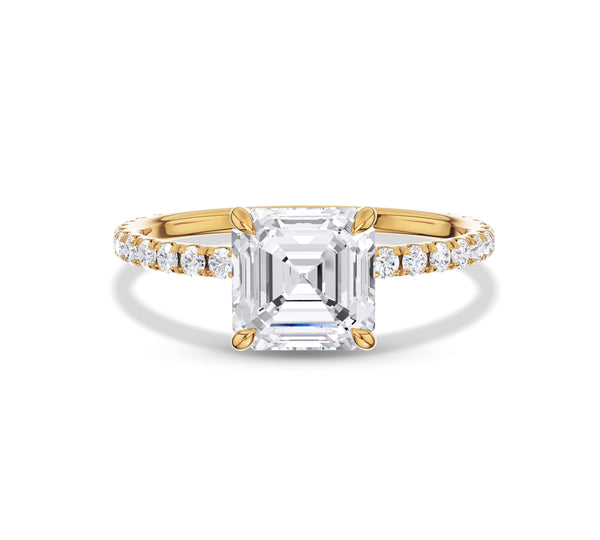 Ascher Cut Diamond Pave Engagement Ring