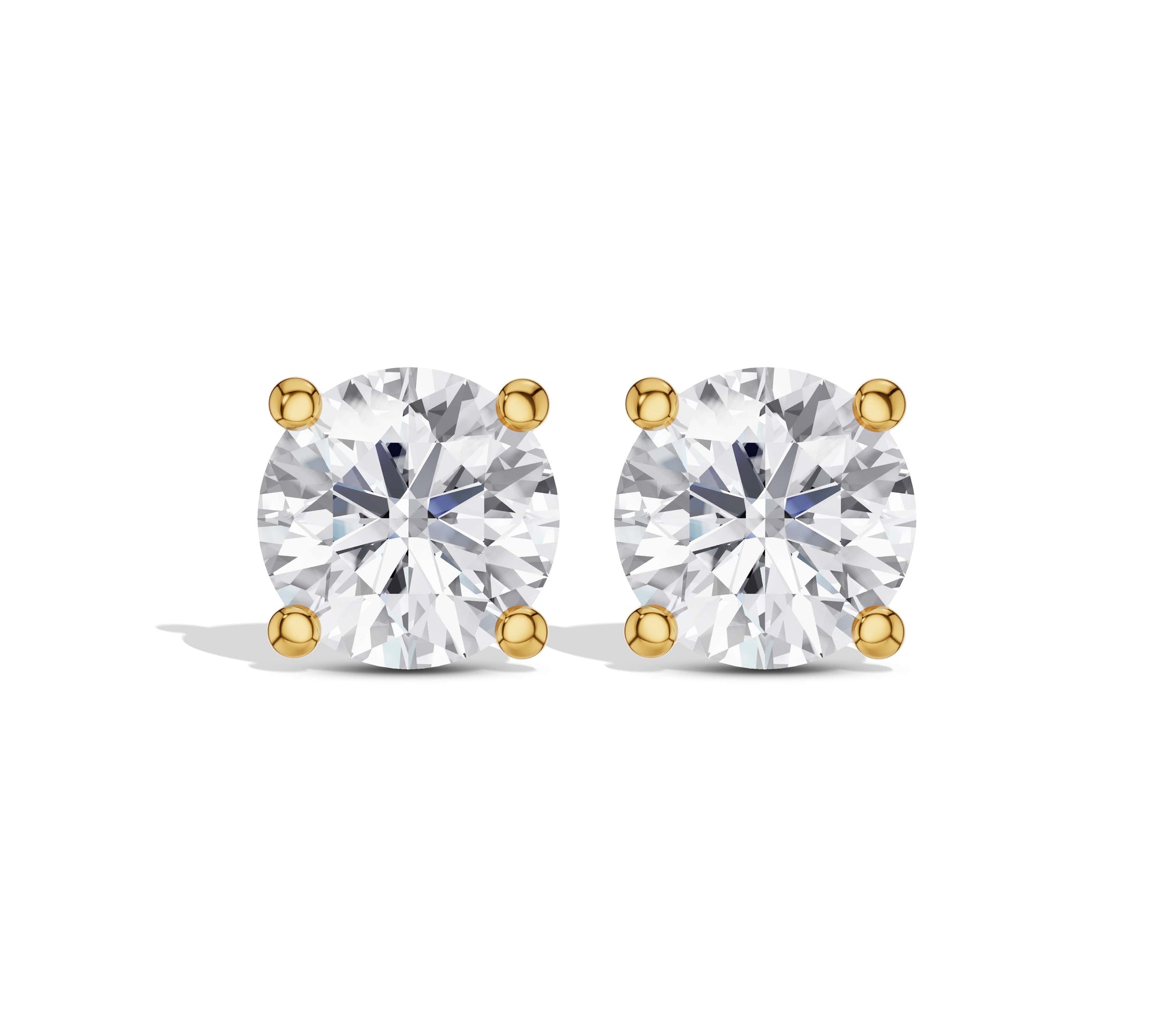 Elegant round yellow gold earrings