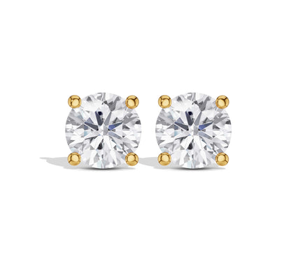 Elegant round yellow gold earrings
