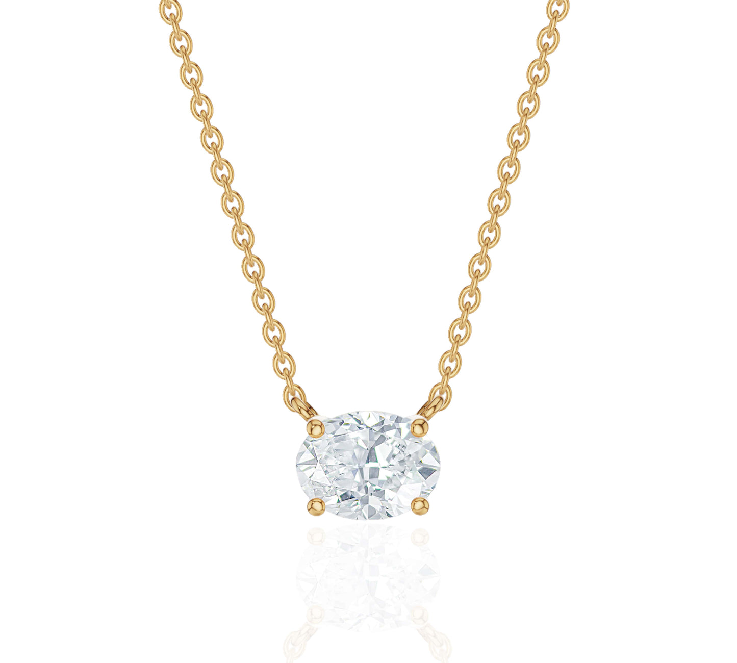 Horizontal Oval Cut Diamond Necklace