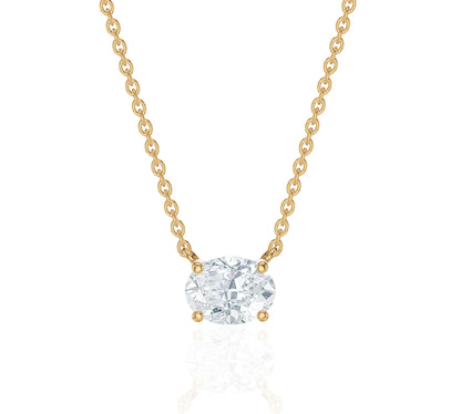 Horizontal Oval Cut Diamond Necklace