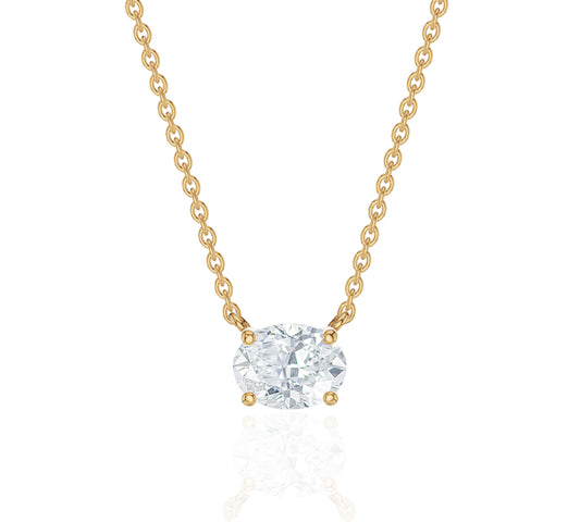 Horizontal Oval Cut Diamond Necklace