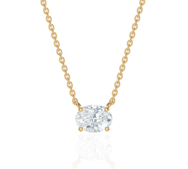 Horizontal Oval Cut Diamond Necklace