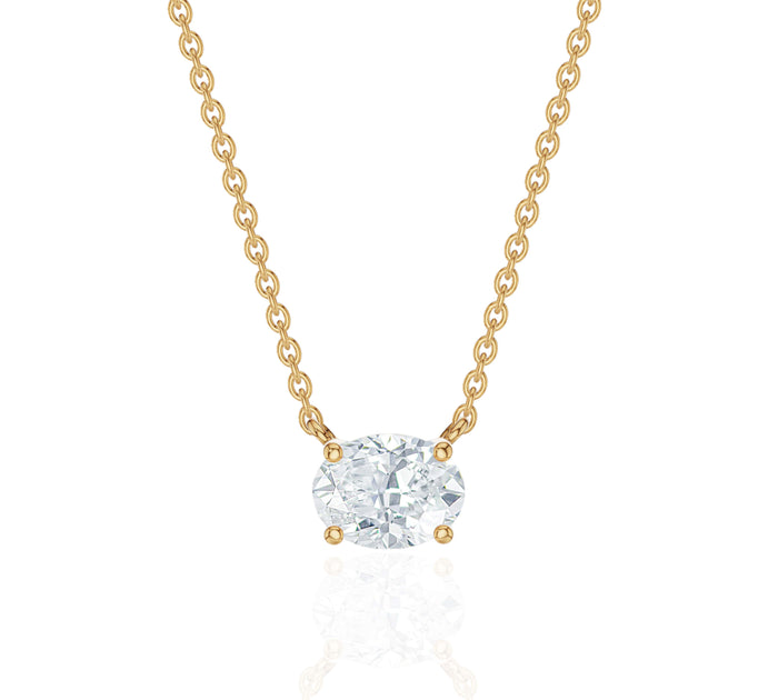 Horizontal Oval Cut Diamond Necklace