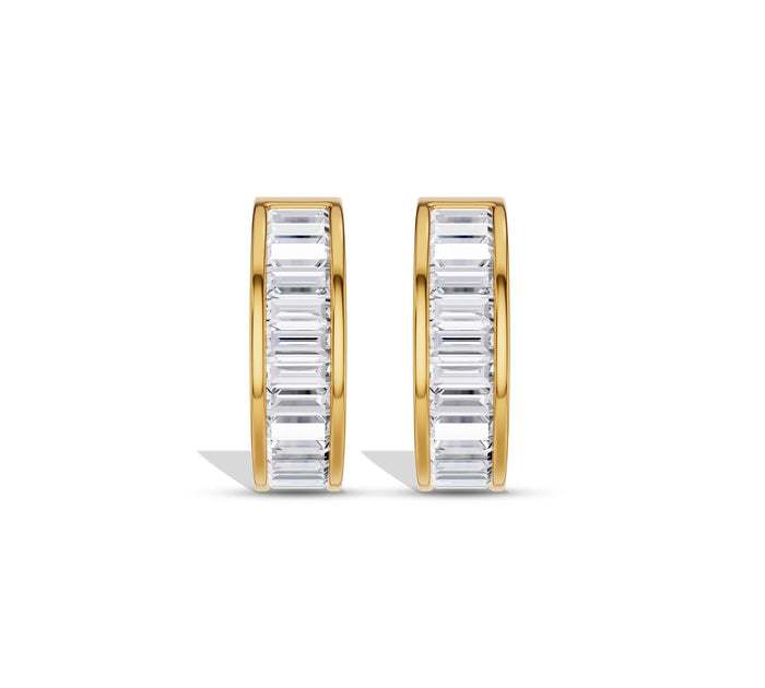 Baguette Diamond Half Hoop Earrings