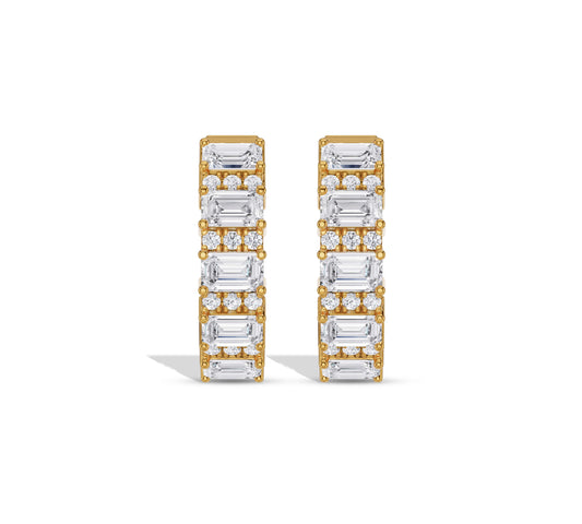 Round and Emerald Hoops