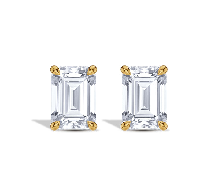 Emerald Cut Diamond Stud Earrings