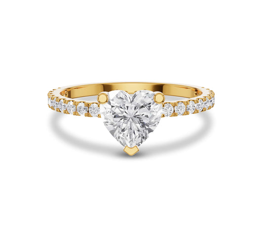 Heart shape diamond engagement ring in yellow gold