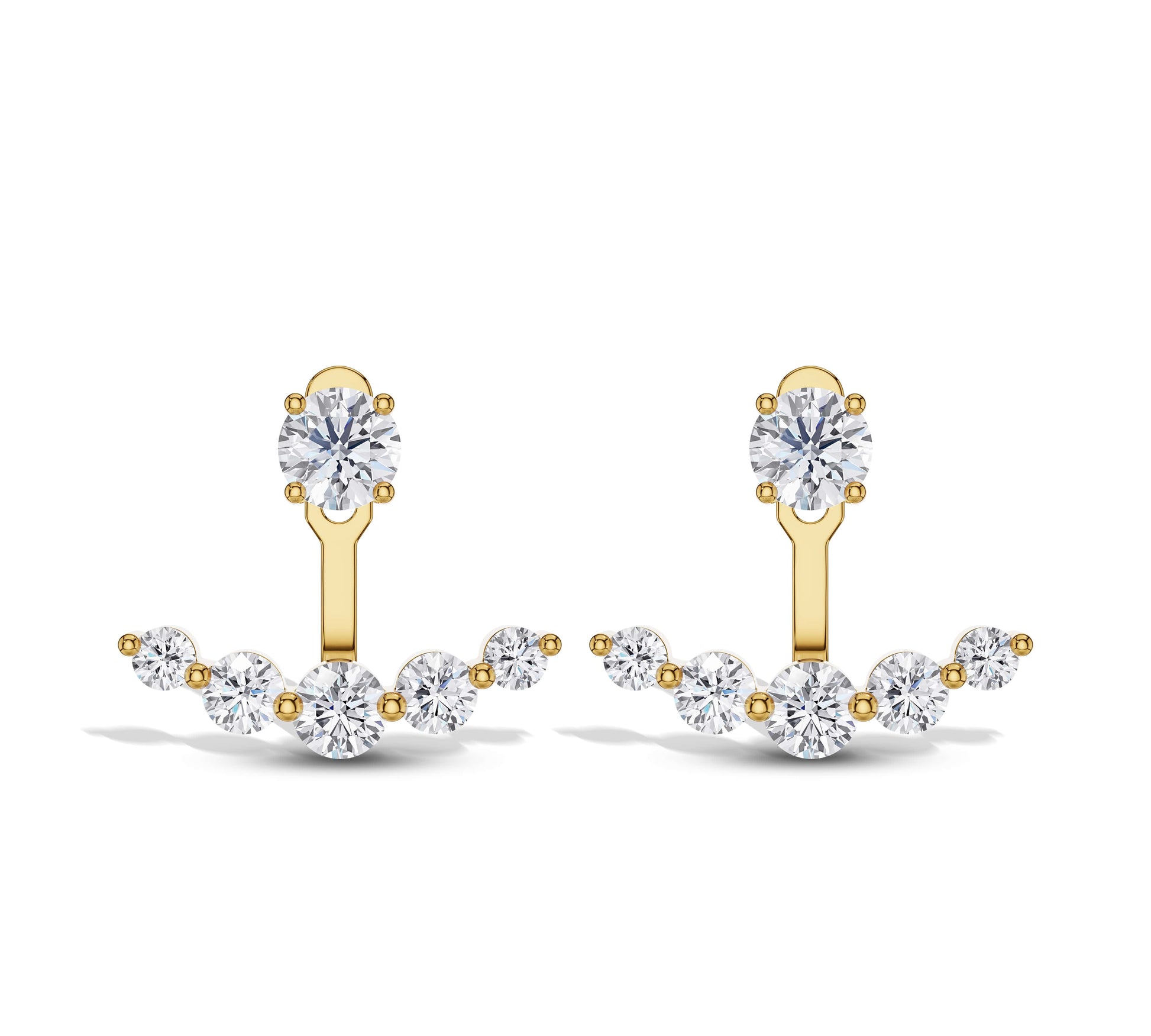 Yellow gold diamond jacket stud earrings