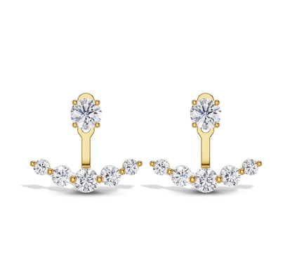 Yellow gold diamond jacket stud earrings