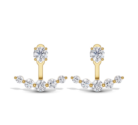 Yellow gold diamond jacket stud earrings