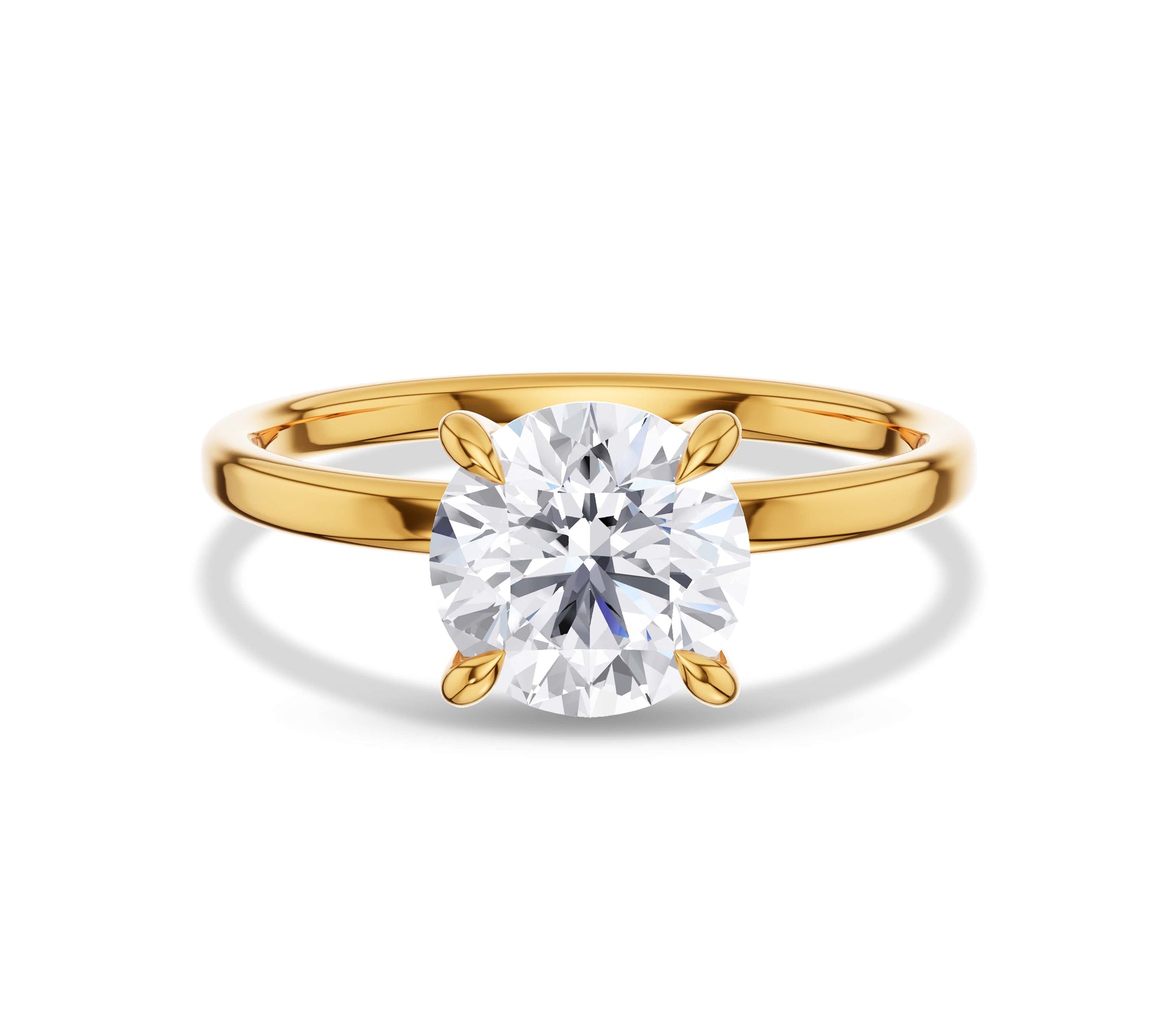Yellow gold solitaire ring with round diamond center