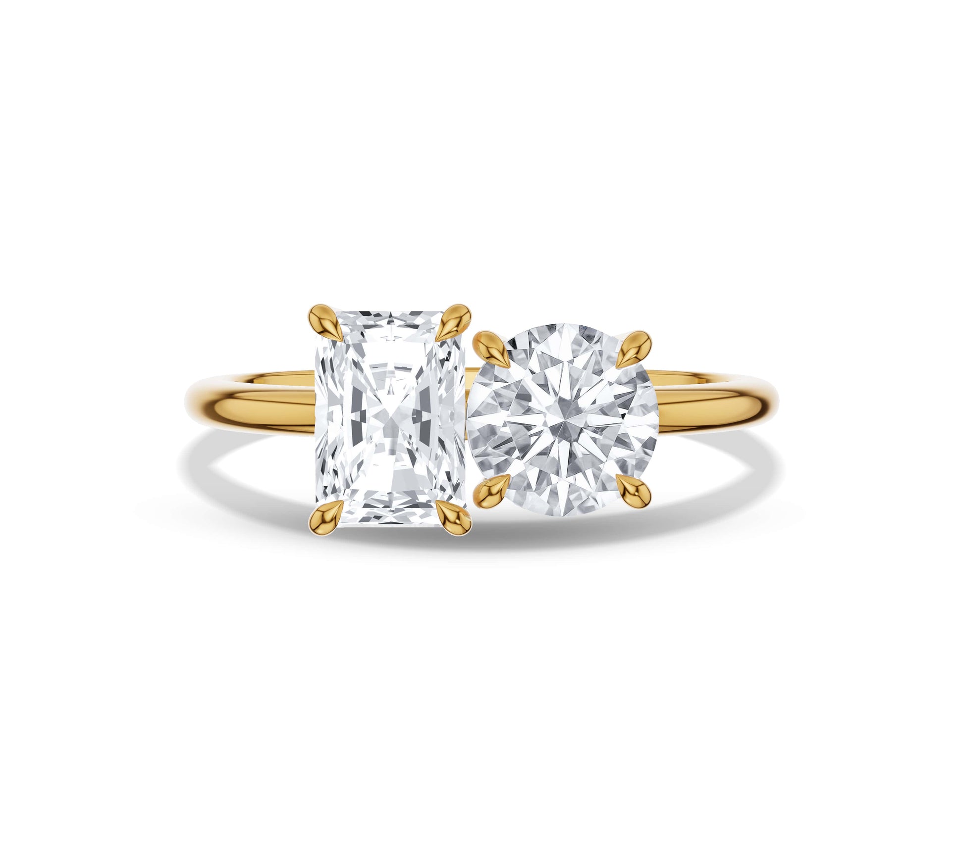 Radiant and Round toi et moi Engagement Ring
