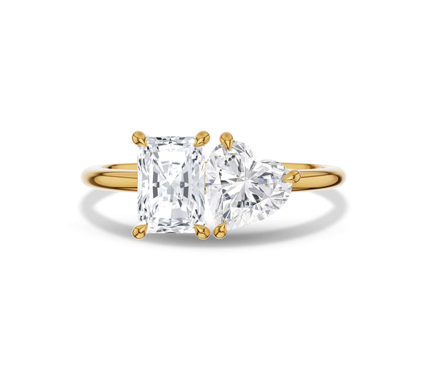 Radiant and Heart Toi et Moi Engagement Ring