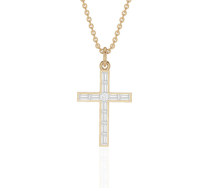 baguette diamond cross necklace