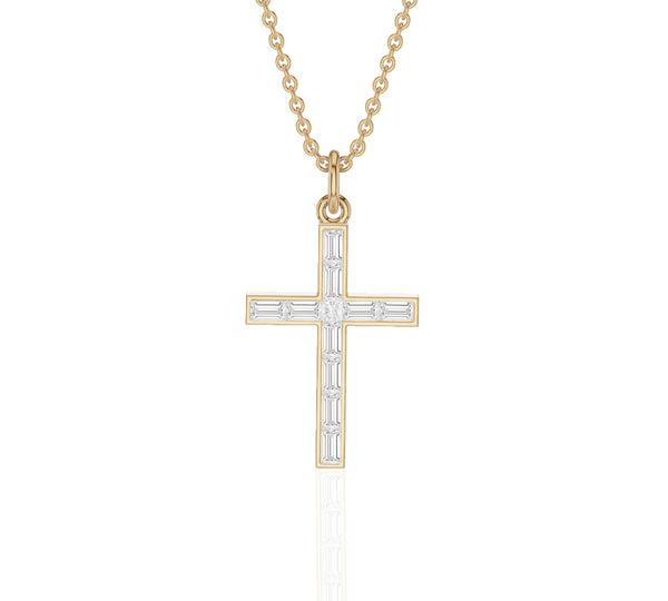 Baguette Diamond Cross Necklace