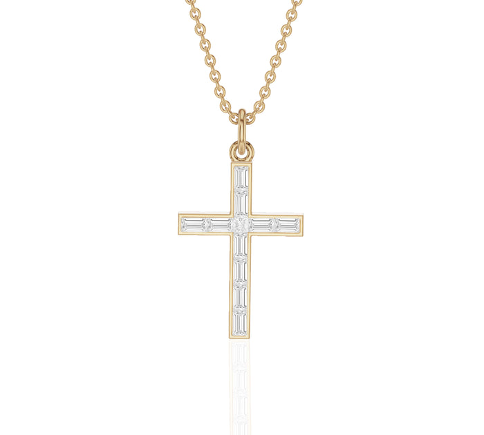 Baguette Diamond Cross Necklace