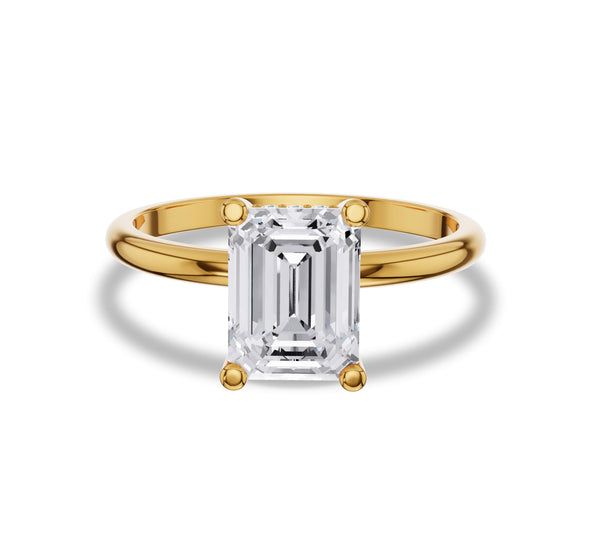 Emerald Cut Hidden Halo Engagement Ring