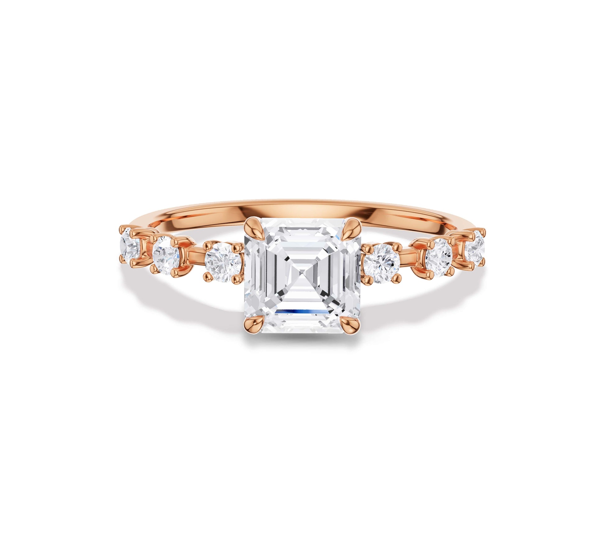 engagement ring with round side stones​