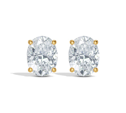 Rose gold oval diamond earrings