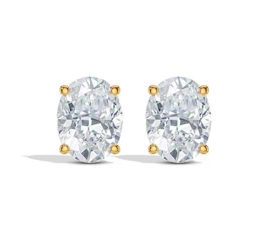 Rose gold oval diamond earrings