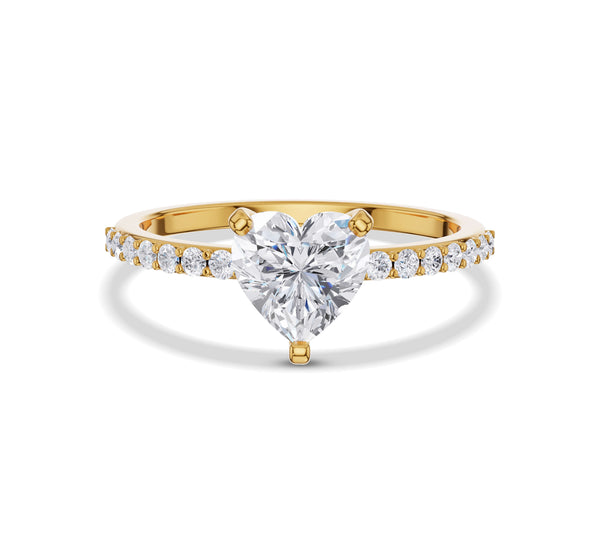 Heart Shape Diamond Side Stone Engagement Ring
