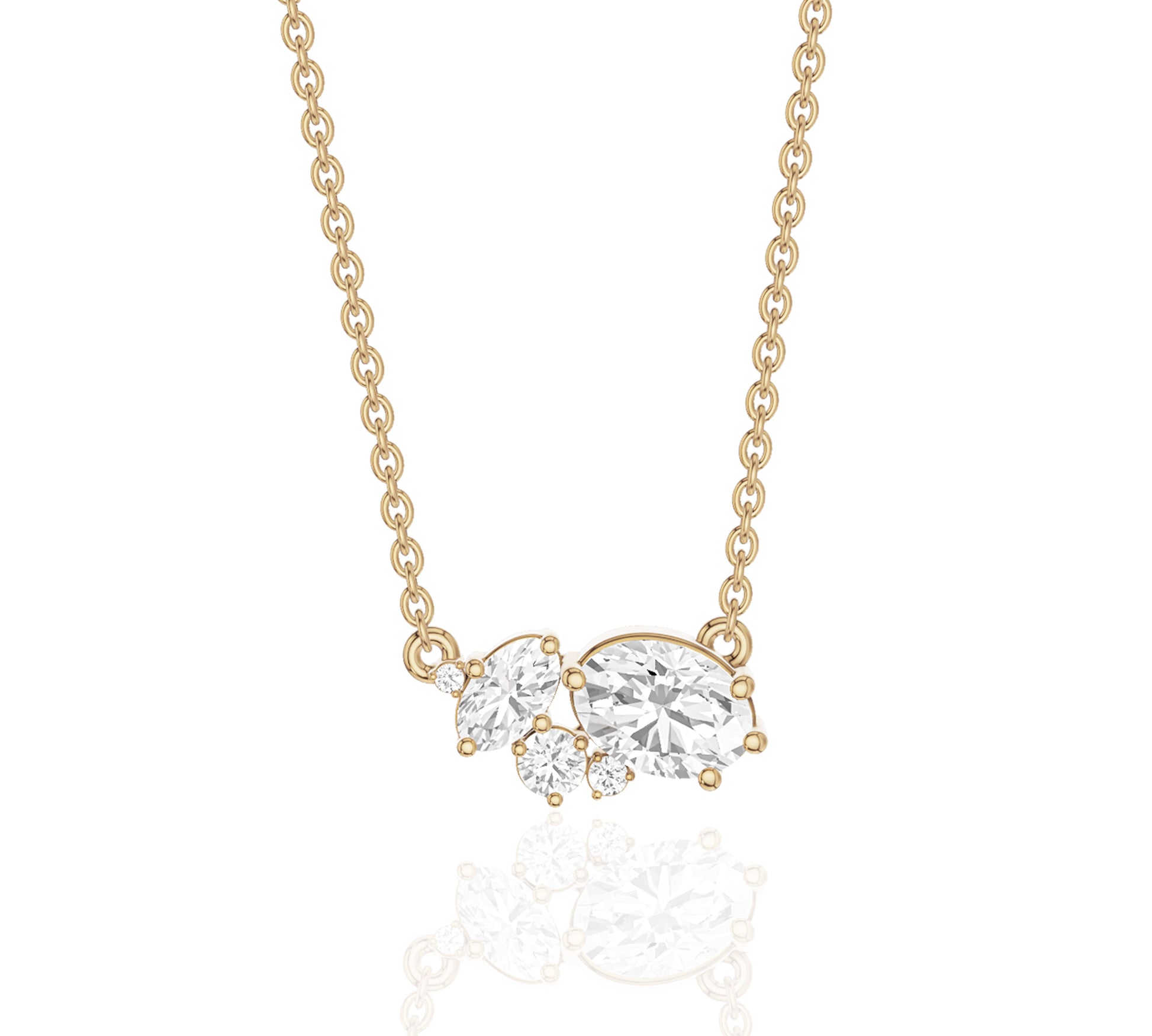 Unique cluster diamond pendant necklace