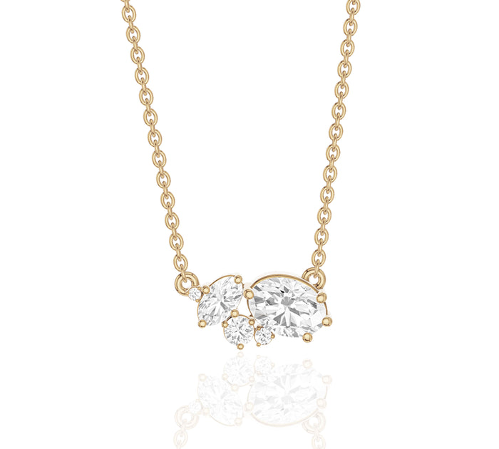 Cluster Diamond Necklace with Mixed Cuts