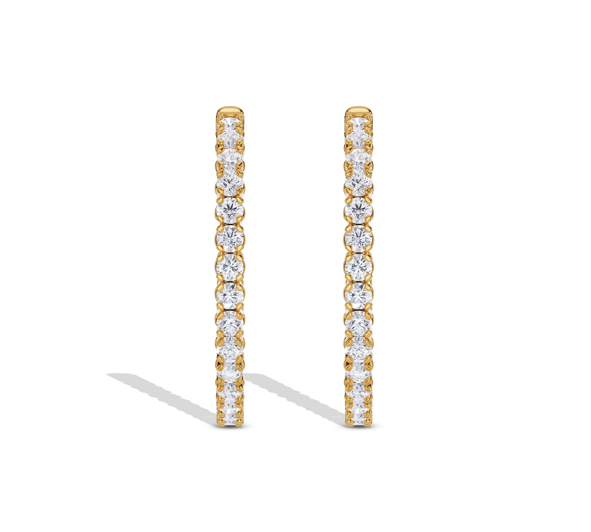 Inside-out diamond hoop earrings in gold